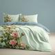 L.T.Home 100% Cotton Sateen Duvet Cover Set Reversible Premium 300 Thread Count Floral Pattern Elite Bedding Set