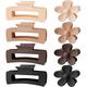 Hair Claw Clips for Women - Neutral Large Claw Clip Flower Clips Rectangle Jaw Clips for Thin Thick Curly Hair Set (8 Pcs)