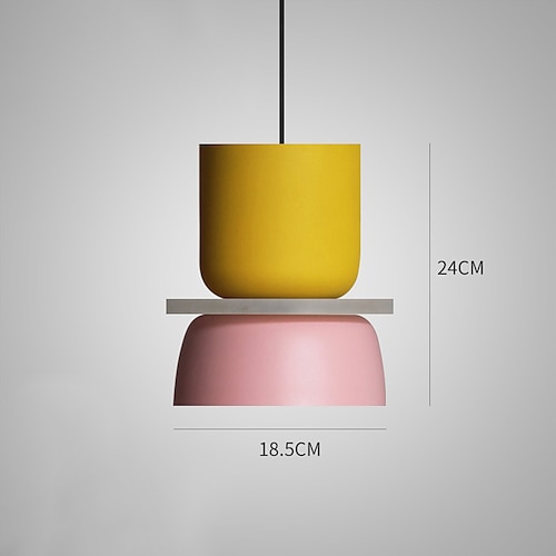 Nordische moderne Pendelleuchte, kreative Macaron-Farbe, Scheunen-Design, Mid-Century-Hängeleuchte mit Aluminiumschirm, Vintage-Industrie-Kronleuchter, Schlafzimmer, bunte Decken-Pendelleuchten, Image