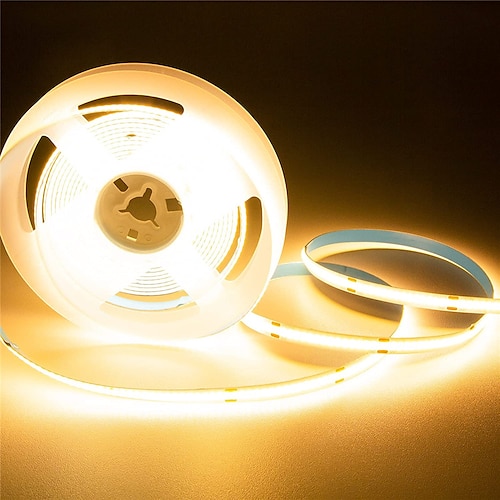 2~5m cob led streifen licht 640/960/1600 leds 10mm warmweiß rot blau gelb 12v für unterschrank kosmetikspiegel schlafzimmer küche Image