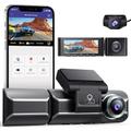 azdome m550 dash cam a 3 canali, telecamera anteriore interna posteriore a tre vie per auto, doppio canale 4k 1080p con visione notturna gps wifi ir
