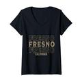 Damen Vintage Fresno, Kalifornien T-Shirt mit V-Ausschnitt
