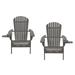 W Unlimited 35 x 32 x 28 in. Foldable Adirondack Chair with Cup Holder Dark Gray - Set of 2