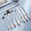 9PCS/Set Ceramic Handle Tableware Stainless Steel Fork/Spoon/Knives Smooth Edges Home Kitchen-Gifts Christmas and Valentine s Day