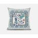 26 x 26 in. Love Your Vase Peacock Broadcloth Indoor & Outdoor Zippered Pillow - Off White Blue & Grey