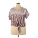 Charlotte Russe Short Sleeve Top Brown Keyhole Tops - Women's Size 2X