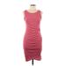 Leith Casual Dress - Bodycon Scoop Neck Sleeveless: Burgundy Solid Dresses - Women's Size Medium