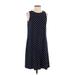 AK Anne Klein Casual Dress - Shift Crew Neck Sleeveless: Blue Print Dresses - Women's Size 4