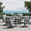 sell well patio 7 Pieces Outdoor Dining Set Patio Dining Furniture Set with 6 Patio Swivel Dining Chairs and 1 Rectangular Dining Table Patio Dining Set for 6