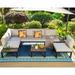 Popular 6 Pieces Patio Furniture Set Outdoor Metal Frame Sectional Sofa Conversation Set with Coffee Table&Removable Cushion for Backyard Garden Poolside