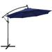 Alden Design 10FT Patio Offset Umbrella with 32 LED Lights Crank & Cross Base for Outdoor Navy Blue