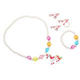 Jewelry Girls Necklace Accsesories Kids Jewellery for Child Earring Suite White Acrylic Miss