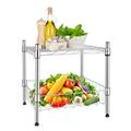 Heavy Duty Shelving Unit Wire Metal Stackable Storage 1-Tier Shelf with Basket Chrome 15 W x 13.8 D x 15 H