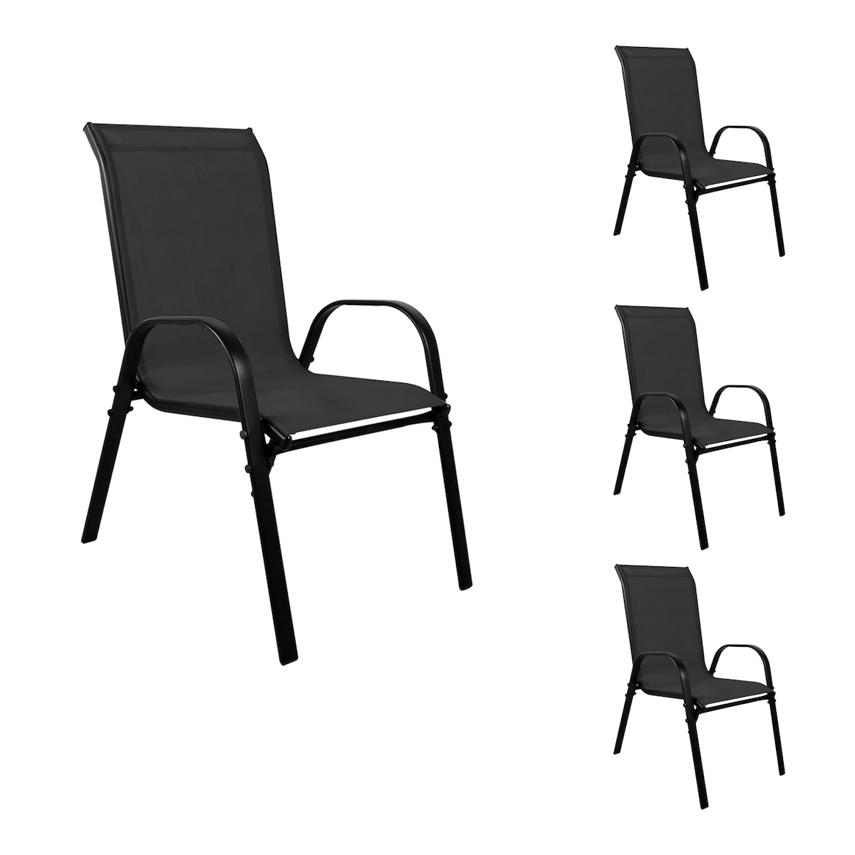 Mojawo XL Stapelstuhl Metall schwarz Textilen Farbe schwarz Image