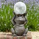 Solar Powered Led Frog Garden Ornament With Crystal Ball