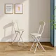 Living And Home Dining Chair Set Of 2 Compact White Wooden Folding Dining Chairs With Metal Legs