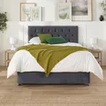 Aspire Olivier Divan, Plush Fabric, Strutted Headboard, No Drawers, Grey, Double