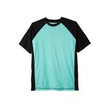 Men's Big & Tall Raglan sleeve swim shirt by KingSize in Heather Tidal Green Black (Size XL)