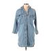 Universal Thread Casual Dress - Shirtdress Collared 3/4 sleeves: Blue Solid Dresses - Women's Size X-Small