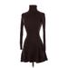 Zara Casual Dress - A-Line Turtleneck Long sleeves: Brown Print Dresses - Women's Size Small