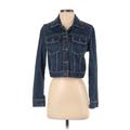 Banana Republic Denim Jacket: Short Blue Print Jackets & Outerwear - Women's Size Small Petite