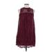 Miss Chievous Casual Dress - Mini High Neck Sleeveless: Burgundy Solid Dresses - Women's Size Medium