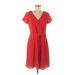 Vero Moda Casual Dress - A-Line V Neck Short sleeves: Red Print Dresses - Women's Size Medium