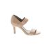 Moda Spana Heels: Strappy Stilleto Cocktail Party Ivory Solid Shoes - Women's Size 6 1/2 - Open Toe