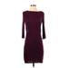 Victoria's Secret Casual Dress - Sheath Crew Neck 3/4 sleeves: Burgundy Solid Dresses - Women's Size Small