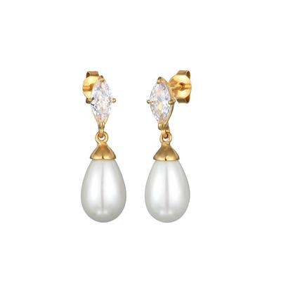 Elli Zirkonia Muschelkernperle Tropfen 925 Silber goldfarben Damen Image