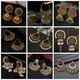 Boucles d'Oreilles Ethniques Antiques en Or pour Femme Piercing Géométrique Lanterne Sculptée