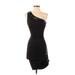 Twenty One Cocktail Dress - Party One Shoulder Sleeveless: Black Print Dresses - Women's Size Small