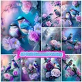 Pure azole Beauty Bird 5D AB Drill Diamond Painting Flowers Pink Trash Wall Art DIY Embroidery