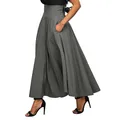 Jupe longue vintage avec poche pour femme couleur unie longueur rinçage noir gris vin rouge