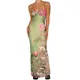 Robe longue à imprimé floral pour femmes col en V écharpe club sexy soirée cocktail dos nu été