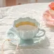 Tasse à café en céramique pétale de perle et thé de l'après-midi S/05 rouge blanc et bleu tasse à