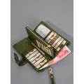 Portefeuille triple rétro pour femme portefeuille long portefeuille minimaliste avec dragonne
