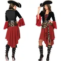 Costume de Capitaine Pirate des Caraïbes pour Femme Vintage Médiéval Sexy Halloween Cosplay