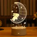 Lampe LED 3D en Forme de Lapin Mignon en Acrylique Luminaire Décoratif d'Nik Idéal pour une Table