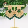 Boho Ethnic-Boucles d'Oreilles Pompon Perles Vertes pour Femme Boucle d'Oreille Géométrique Fleur