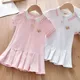 Robe d'été pour petites filles nouvelle collection polo à revers jupe de princesse plissée pour