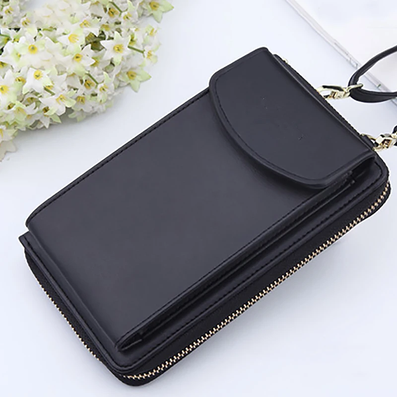 Mode petit téléphone sac à bandoulière portefeuille pour femmes en cuir PU couleur unie sac à bandoulière décontracté Shopping pièce de monnaie carte sac à main Pack