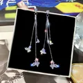 Boucles d'oreilles pendantes papillon avec pompon en cristal pour femmes boucle d'oreille goutte de