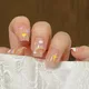 Faux Ongles Courts à Pression pour Manucure Ligne Artistique Française N64.avec Design Extension