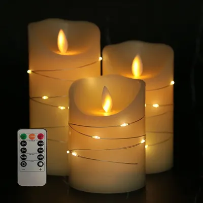 Guirxiété lumineuse LED sans flamme avec minuterie lumières de paraffine et de phtalwick