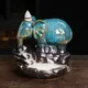 Brûleur d'encens à reflux éléphant bleu artisanal encensoir en céramique ornement de maison sans