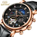 KINYUED-Montre mécanique automatique pour homme marque de luxe bracelet en cuir étanche