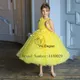 Robes de demoiselle d'honneur jaunes Scoop élégantes avec manches en fleurs tulle doux fête de