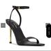 Nine West Shoes | Nine West Reina Black Leather Stiletto Sandal Size 8 | Color: Black/Gold | Size: 8