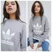 Adidas Tops | Adidas Originals Trefoil Logo Heathered Grey Crew Neck Long Sleeve Sweatshirt | Color: Gray/White | Size: S